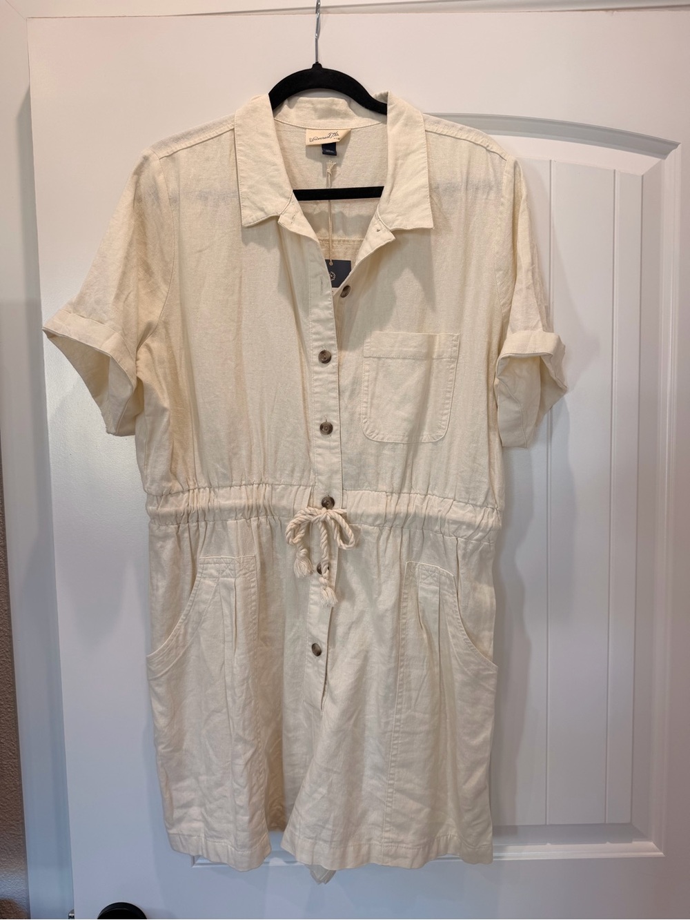 Cream linen romper